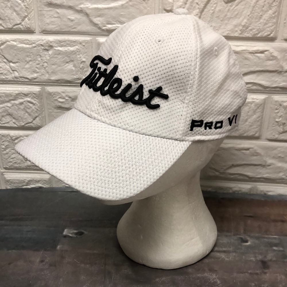 Titleist x FOOTJOY Mesh Hat Cap FJ Pro V1 Logo White Stretch golf golfing